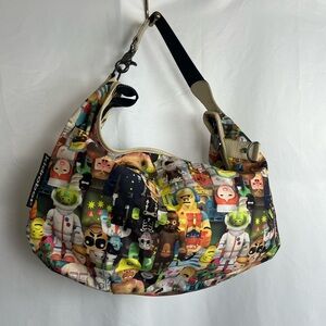 Playful Multicolor Character-Print Shoulder Bag